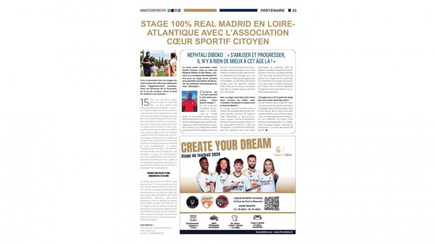 Stage 100 % Real Madrid en Loire-Atlantique avec l'association Cœur sportif citoyen