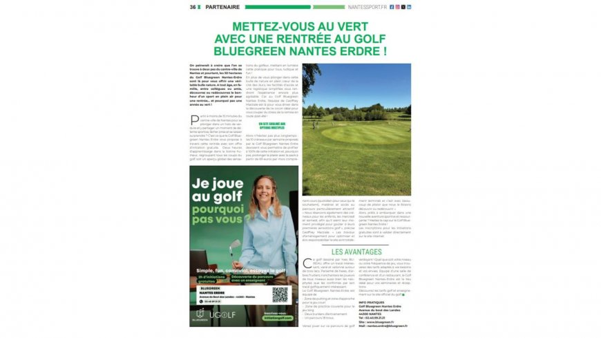 Mettez-vous au vert avec une rentrée au Golf Bluegreen Nantes Erdre !