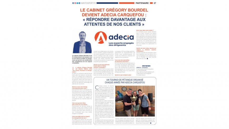 Le cabinet Grégory Bourdel devient Adecia Carquefou : "répondre davantage aux attentes de nos clients"